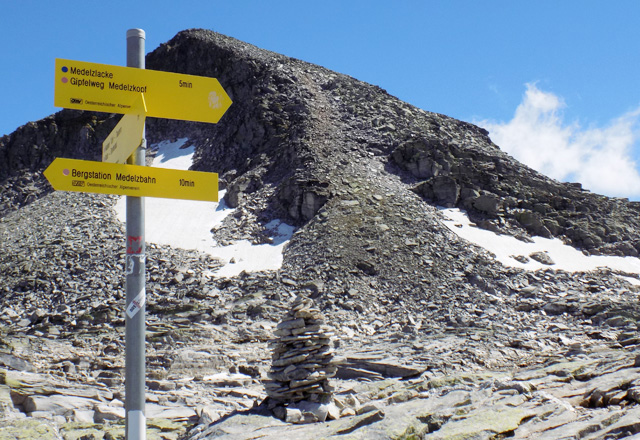 Wei&szlig;see Gletscherwelt - Am Medelzkopf, Wegweiser